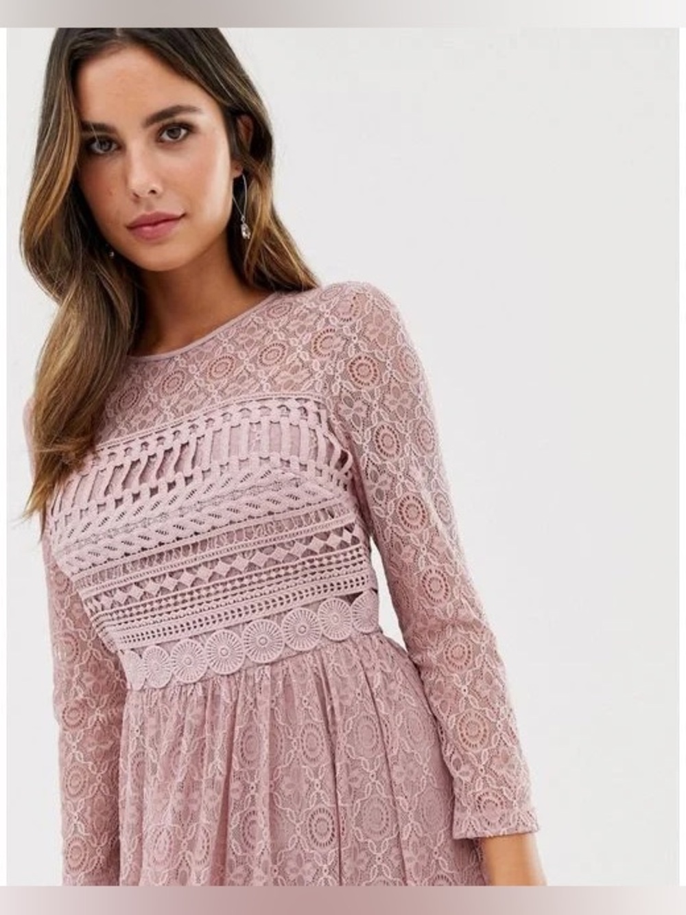ASOS Design Women Lace Embroidered Midi Dress in Pink NWT - Picture 2 of 11